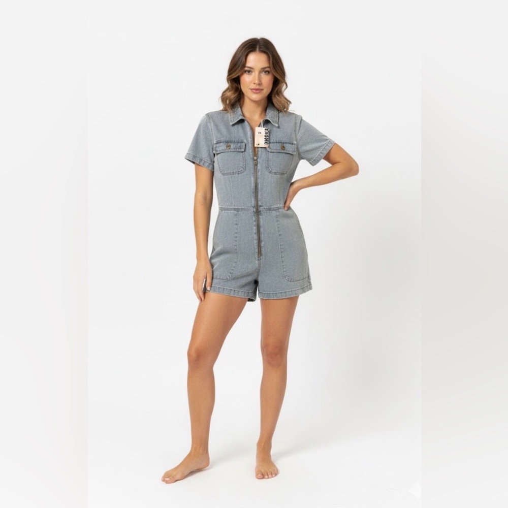 Light Blue Denim Romper (C3)